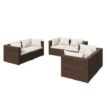 6-Piece Garden Lounge Set with Cushions Poly Rattan Wicker Outdoor Patio Furniture Brown