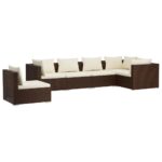 6-Piece Garden Lounge Set with Cushions Poly Rattan Wicker Outdoor Patio Furniture Brown