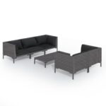 6-Piece Garden Lounge Set with Cushions Poly Rattan Wicker Outdoor Patio Furniture Dark Grey