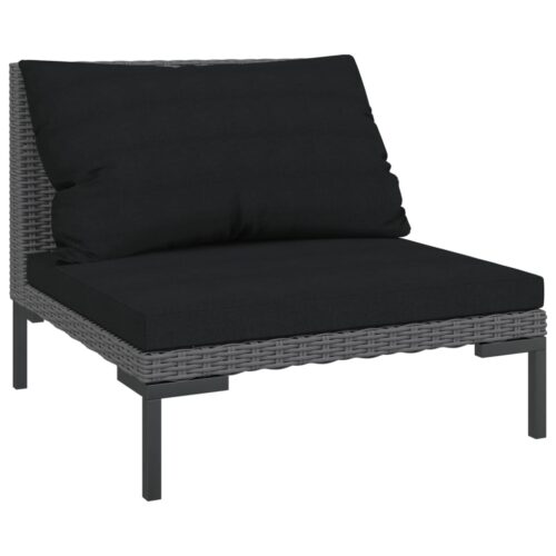 6-Piece Garden Lounge Set with Cushions Poly Rattan Wicker Outdoor Patio Furniture Dark Grey - Image 3