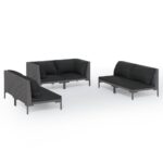 6-Piece Garden Lounge Set with Cushions Poly Rattan Wicker Outdoor Patio Furniture Dark Grey