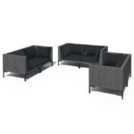 6-Piece Garden Lounge Set with Cushions Poly Rattan Wicker Outdoor Patio Furniture Dark Grey