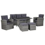 6-Piece Garden Lounge Set with Cushions Poly Rattan Wicker Outdoor Patio Furniture Grey