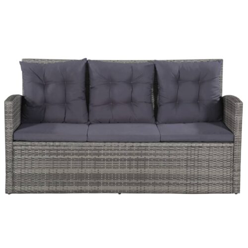 6-Piece Garden Lounge Set with Cushions Poly Rattan Wicker Outdoor Patio Furniture Grey - Image 4