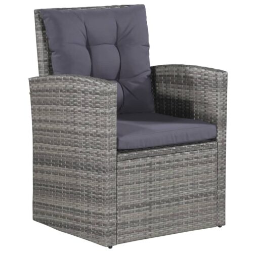 6-Piece Garden Lounge Set with Cushions Poly Rattan Wicker Outdoor Patio Furniture Grey - Image 5