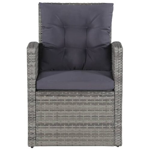 6-Piece Garden Lounge Set with Cushions Poly Rattan Wicker Outdoor Patio Furniture Grey - Image 6