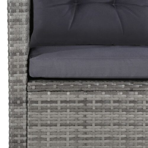 6-Piece Garden Lounge Set with Cushions Poly Rattan Wicker Outdoor Patio Furniture Grey - Image 7