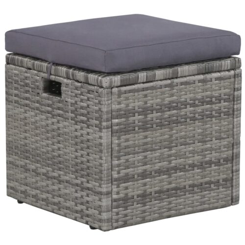 6-Piece Garden Lounge Set with Cushions Poly Rattan Wicker Outdoor Patio Furniture Grey - Image 8