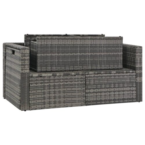 6-Piece Garden Lounge Set with Cushions Poly Rattan Wicker Outdoor Patio Furniture Grey - Image 5