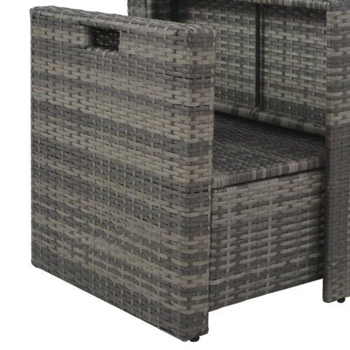 6-Piece Garden Lounge Set with Cushions Poly Rattan Wicker Outdoor Patio Furniture Grey - Image 6