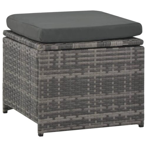 6-Piece Garden Lounge Set with Cushions Poly Rattan Wicker Outdoor Patio Furniture Grey - Image 8