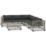 6-Piece Garden Lounge Set with Cushions Poly Rattan Wicker Outdoor Patio Furniture Grey