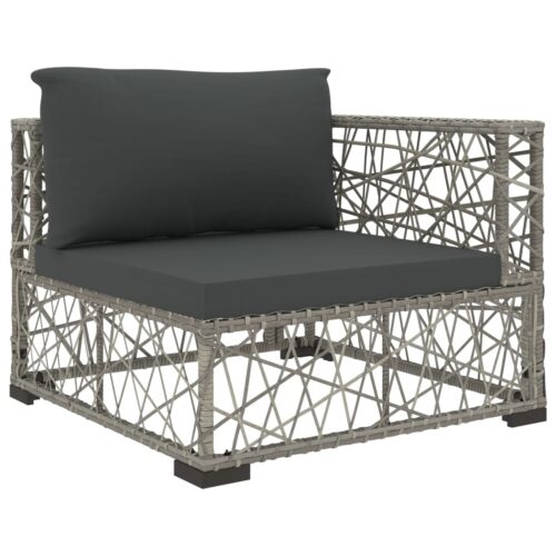 6-Piece Garden Lounge Set with Cushions Poly Rattan Wicker Outdoor Patio Furniture Grey - Image 4