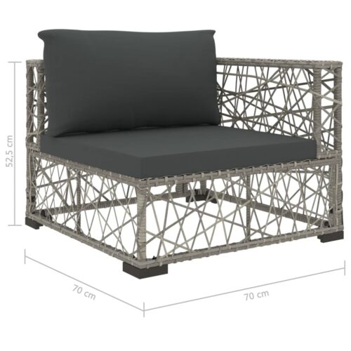 6-Piece Garden Lounge Set with Cushions Poly Rattan Wicker Outdoor Patio Furniture Grey - Image 7