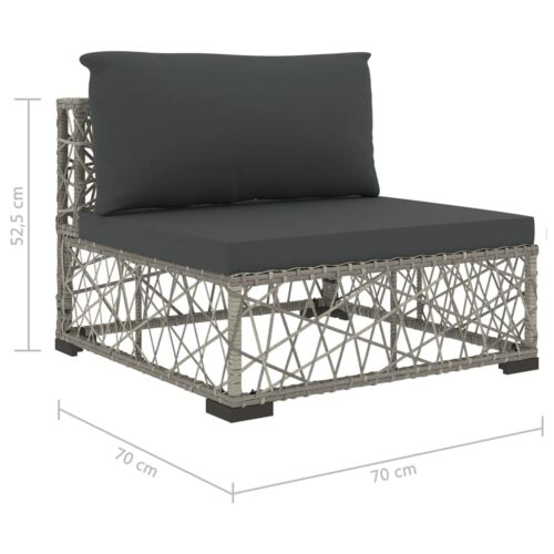 6-Piece Garden Lounge Set with Cushions Poly Rattan Wicker Outdoor Patio Furniture Grey - Image 8