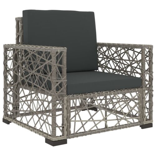 6-Piece Garden Lounge Set with Cushions Poly Rattan Wicker Outdoor Patio Furniture Grey - Image 4