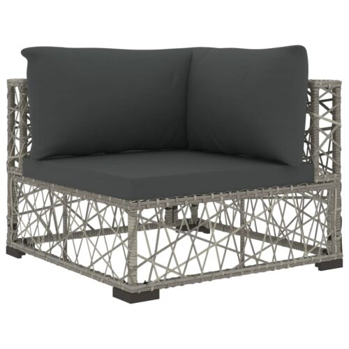 6-Piece Garden Lounge Set with Cushions Poly Rattan Wicker Outdoor Patio Furniture Grey - Image 5