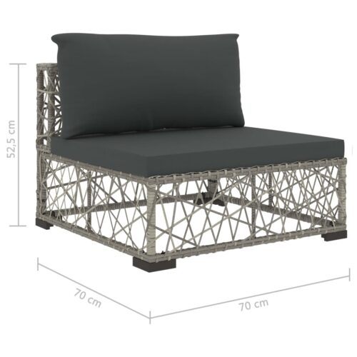 6-Piece Garden Lounge Set with Cushions Poly Rattan Wicker Outdoor Patio Furniture Grey - Image 11