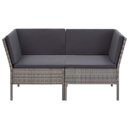 6-Piece Garden Lounge Set with Cushions Poly Rattan Wicker Outdoor Patio Furniture Grey - Image 4