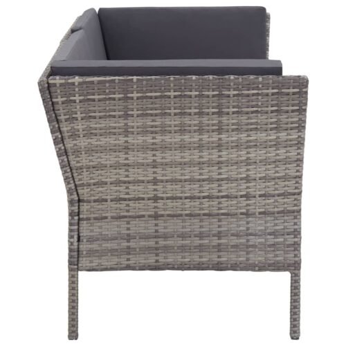 6-Piece Garden Lounge Set with Cushions Poly Rattan Wicker Outdoor Patio Furniture Grey - Image 5