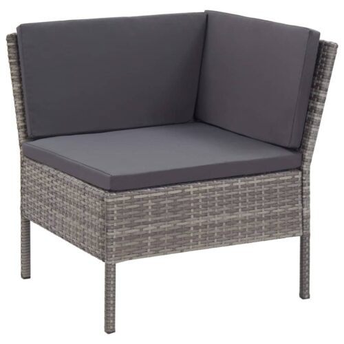 6-Piece Garden Lounge Set with Cushions Poly Rattan Wicker Outdoor Patio Furniture Grey - Image 7