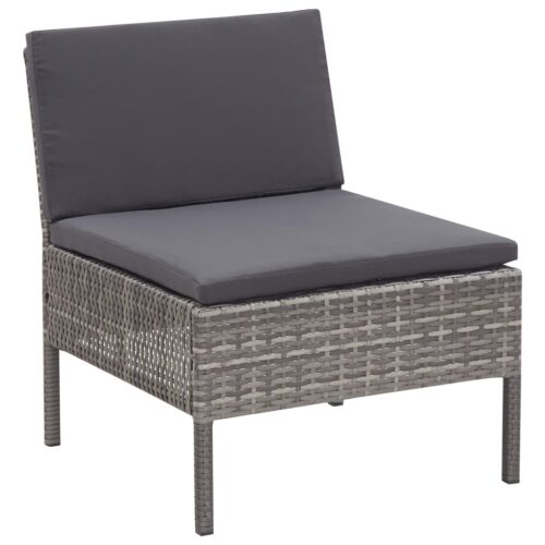 6-Piece Garden Lounge Set with Cushions Poly Rattan Wicker Outdoor Patio Furniture Grey - Image 10