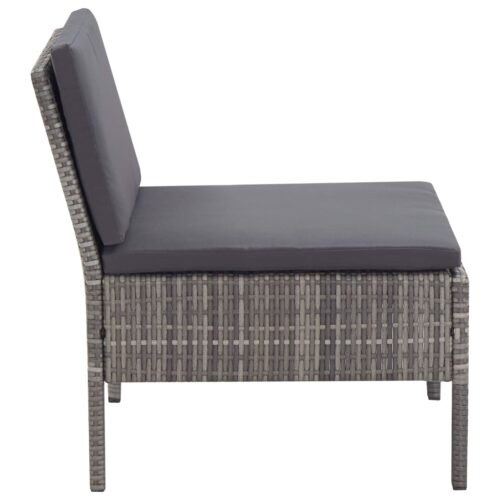 6-Piece Garden Lounge Set with Cushions Poly Rattan Wicker Outdoor Patio Furniture Grey - Image 11