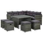 6-Piece Garden Lounge Set with Cushions Poly Rattan Wicker Outdoor Patio Furniture Grey