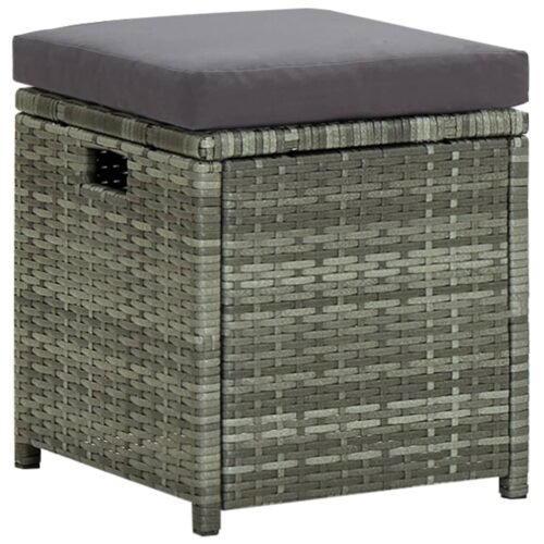 6-Piece Garden Lounge Set with Cushions Poly Rattan Wicker Outdoor Patio Furniture Grey - Image 6