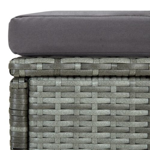 6-Piece Garden Lounge Set with Cushions Poly Rattan Wicker Outdoor Patio Furniture Grey - Image 7