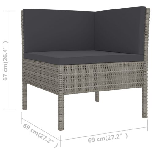 6-Piece Garden Lounge Set with Cushions Poly Rattan Wicker Outdoor Patio Furniture Grey - Image 6