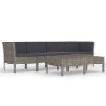 6-Piece Garden Lounge Set with Cushions Poly Rattan Wicker Outdoor Patio Furniture Grey