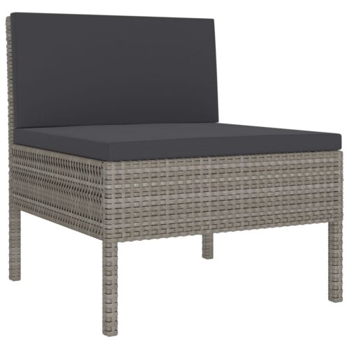 6-Piece Garden Lounge Set with Cushions Poly Rattan Wicker Outdoor Patio Furniture Grey - Image 4