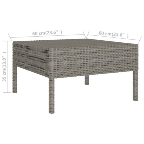6-Piece Garden Lounge Set with Cushions Poly Rattan Wicker Outdoor Patio Furniture Grey - Image 8