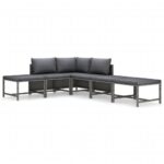 6-Piece Garden Lounge Set with Cushions Poly Rattan Wicker Outdoor Patio Furniture Grey