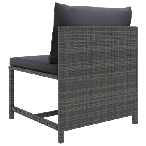 6-Piece Garden Lounge Set with Cushions Poly Rattan Wicker Outdoor Patio Furniture Grey - Image 6