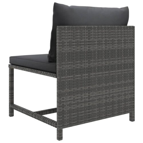 6-Piece Garden Lounge Set with Cushions Poly Rattan Wicker Outdoor Patio Furniture Grey - Image 7