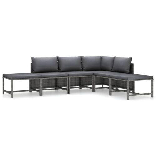 6-Piece Garden Lounge Set with Cushions Poly Rattan Wicker Outdoor Patio Furniture Grey