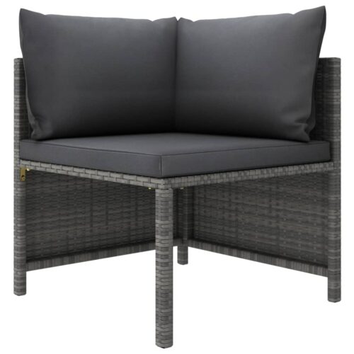 6-Piece Garden Lounge Set with Cushions Poly Rattan Wicker Outdoor Patio Furniture Grey - Image 3