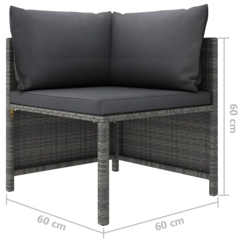 6-Piece Garden Lounge Set with Cushions Poly Rattan Wicker Outdoor Patio Furniture Grey - Image 10