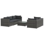 6-Piece Garden Lounge Set with Cushions Poly Rattan Wicker Outdoor Patio Furniture Grey