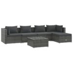 6-Piece Garden Lounge Set with Cushions Poly Rattan Wicker Outdoor Patio Furniture Grey