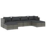 6-Piece Garden Lounge Set with Cushions Poly Rattan Wicker Outdoor Patio Furniture Grey