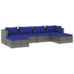 6-Piece Garden Lounge Set with Cushions Poly Rattan Wicker Outdoor Patio Furniture Grey