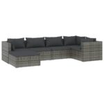6-Piece Garden Lounge Set with Cushions Poly Rattan Wicker Outdoor Patio Furniture Grey