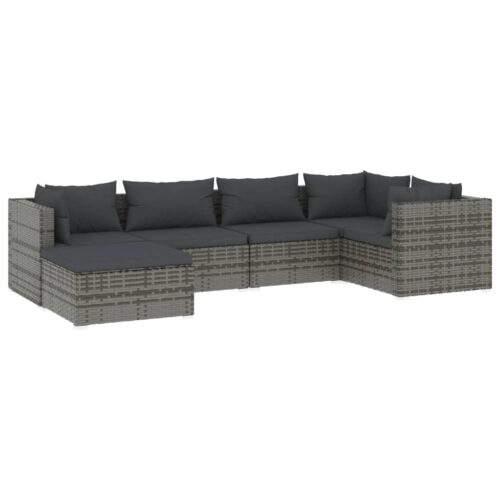 6-Piece Garden Lounge Set with Cushions Poly Rattan Wicker Outdoor Patio Furniture Grey