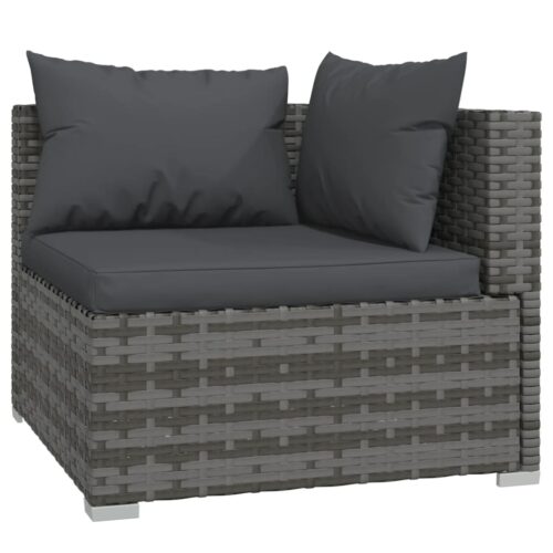 6-Piece Garden Lounge Set with Cushions Poly Rattan Wicker Outdoor Patio Furniture Grey - Image 4
