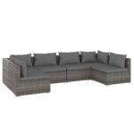6-Piece Garden Lounge Set with Cushions Poly Rattan Wicker Outdoor Patio Furniture Grey