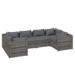 6-Piece Garden Lounge Set with Cushions Poly Rattan Wicker Outdoor Patio Furniture Grey