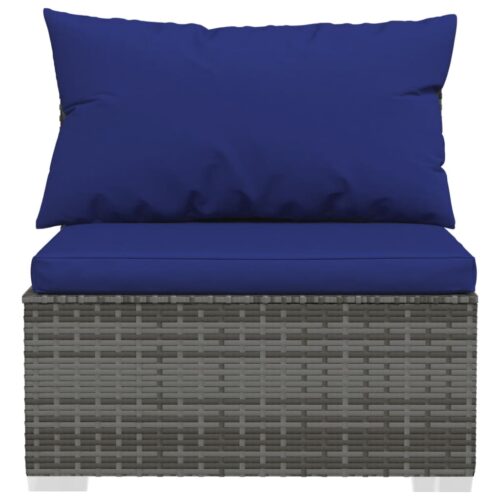 6-Piece Garden Lounge Set with Cushions Poly Rattan Wicker Outdoor Patio Furniture Grey - Image 5